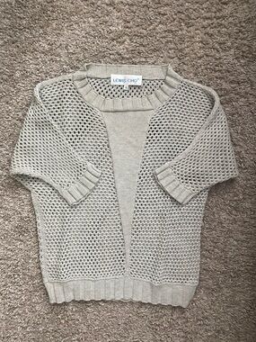 Lewis Cho Open-Knit Cream Short-Sleeve sweater